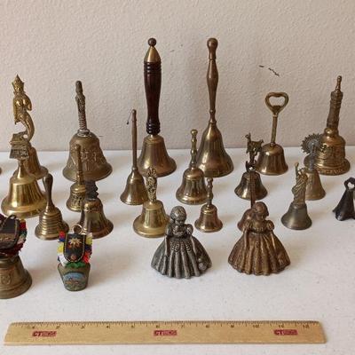 Vintage Brass Bells - Many Souvenirs -London Tower, Buddha, Alpaca, Statue Of Liberty, Aztec++