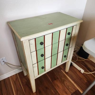Small Green Painted Wood Cabinet - 25x14x32"