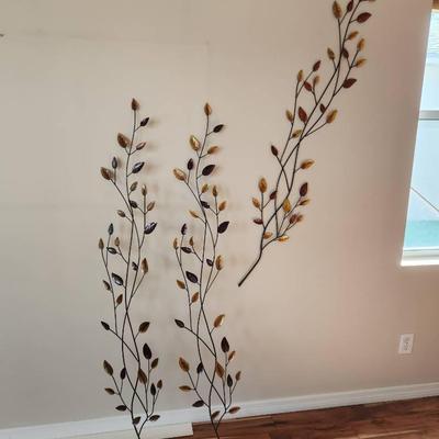 Set of 3 Matching Metal Leaf Wall Decor - 67x11" ea