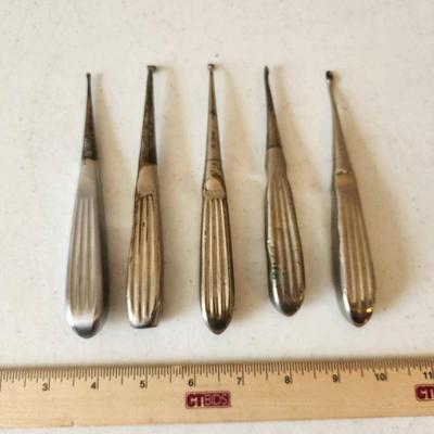 Antique Surgical Implements, Bone Curettes - Cochrane Chrome, Tiemann