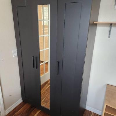 LARGE Freestanding Closet Cabinet With Shelves, Mirror - 46x20x75"
