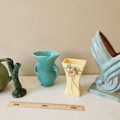 5pc Vintage Pottery - Shawnee USA Vase, Frankoma Jug, Gonder Vase, McCoy Vase