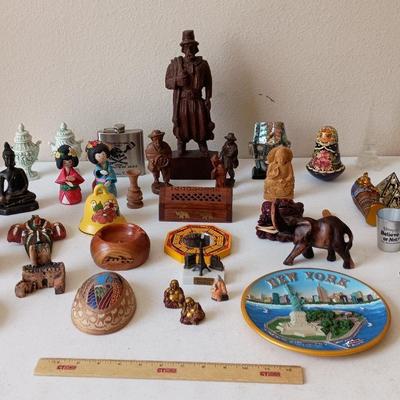 Vintage Souvenirs - Abalone Mask, Egypt Mummy, Wood Carvings,+++