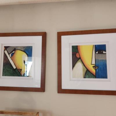 Set of 2 Framed Morrisou Abstract Decor Prints - 34x34"