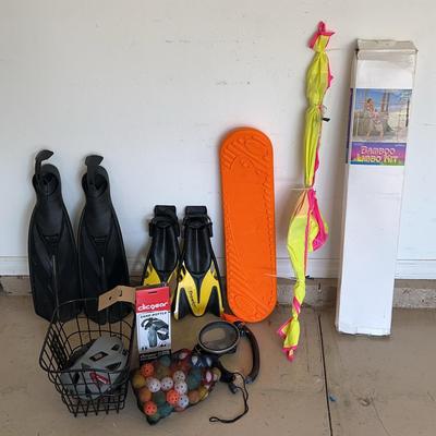 Sporting Goods:  Fins, Snorkeling Mask, Pool Toys, Biking, Golf