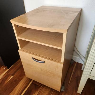 Small Rolling Office Cabinet w/ File Drawer - 15.5x19x26"