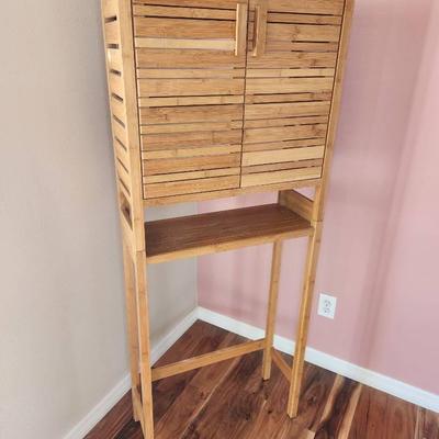 Solid Bamboo Bathroom Over-The-Toilet Cabinet - 26x11x65"