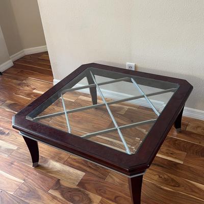 Heavy Solid Wood & Glass Coffee Table 38x17x38