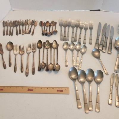 60pc Vintage Flatware, Half Silver Plate - Stegor, Oneida, Fairfield++