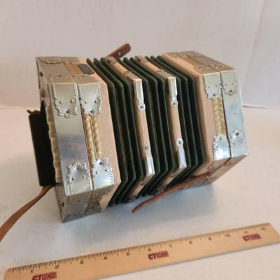 Vintage East German Working Accordion - One Leather Handle Broken