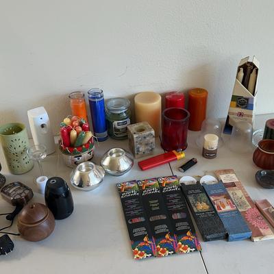 Candle/Incense Lot - Assorted Tapered Candles, Decorative Candles, Variety Pack Incense + Diffusers 