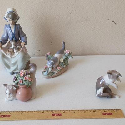 4 PC. Lladro Cat Figurines -5236, 6566, 1442, 5739