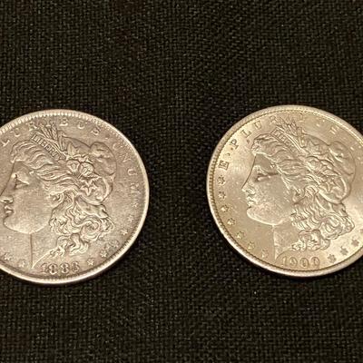 1883 and 1900 Morgan Silver Dollars