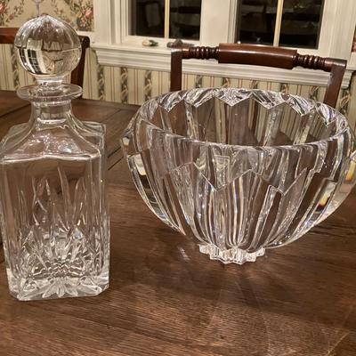 Marquis by Waterford Crystal Decanter and Orrefors Cyrstal Bowl