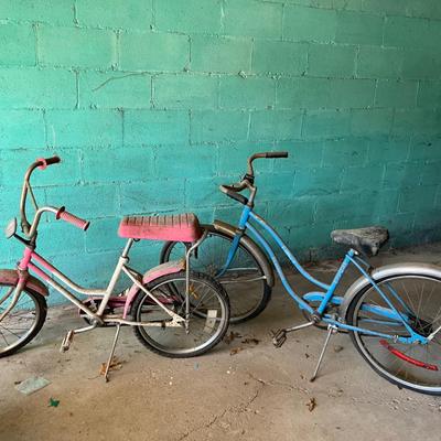 14" Pink Huffy Bicycle and 16" Blue Ross Bicycle 
