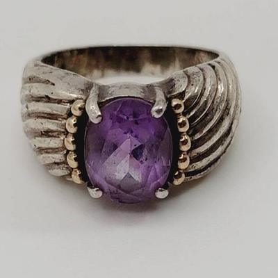 Amethyst Sterling 14k Ring Clyde Duneier Sz 7