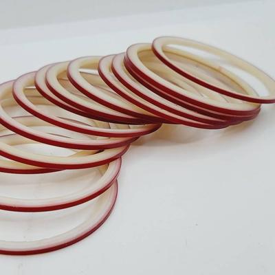 Burgundy And Cream Vintage Plastic Bangle Bracelets