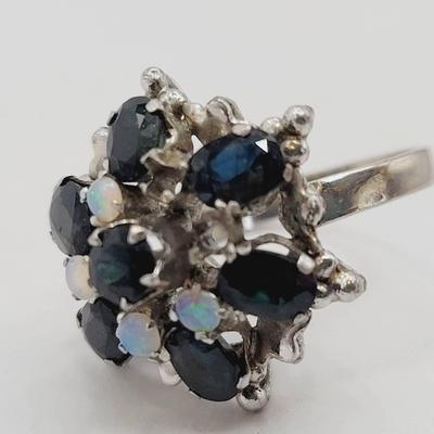 Tlc 18k White Gold Princess Ring Missing 2 Small Opal Sz 5.5