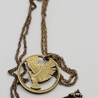 Condor Chile 10 Centesimos Coin Hand Cut Necklace