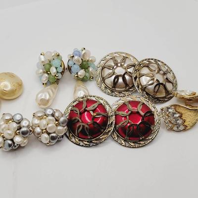 6pc Costume Earrings Lot Clip Pierced 60s To 80s