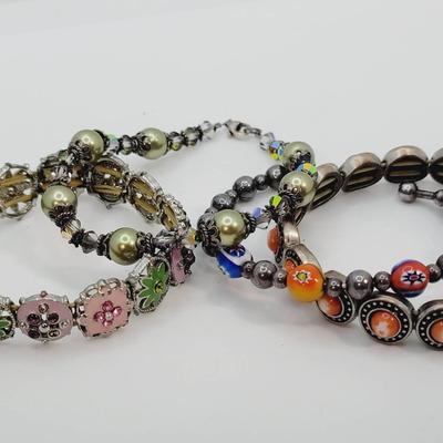 Colorful Vintage To Modern Bracelet Lot 4pc