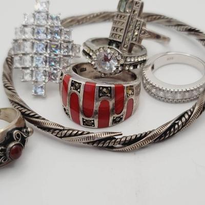 Tlc Sterling Rings And Bracelet 50g Lot Small Repairs