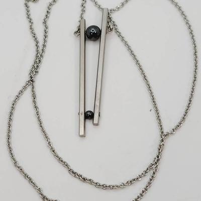 Mod Geometric Necklace Hematite Beads 