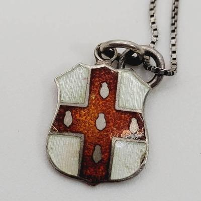 Sterling 925 Enamel Necklace Red Cross 5 White Tears