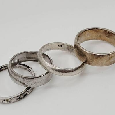 4pc Sterling Band Rings 925