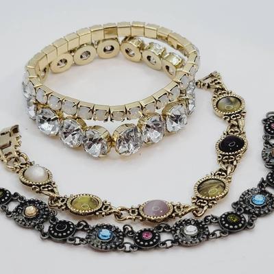 4pc Sparkly Rhinestone And Abalone Bracelets
