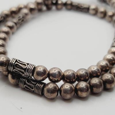 Bali Style Sterling Bead Necklace Silver 925 