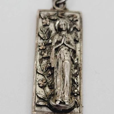 Praying Virgin Mary Sterling Creed Pendant
