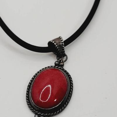 Schube Sterling And Stone Pendant Necklace 925