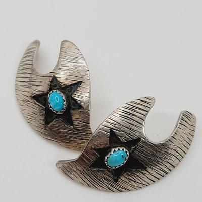 Beautiful Sterling Turquoise Southwest Signed F 925 Earrings