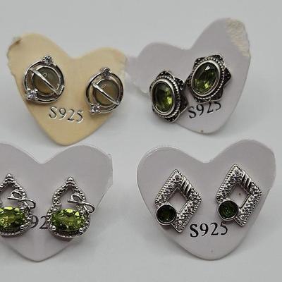 Dainty Silver Tone Earrings With 925 Posts Lot #2