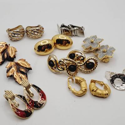 Vintage Costume Jewelry Clip Earring Lot Mixed Brand