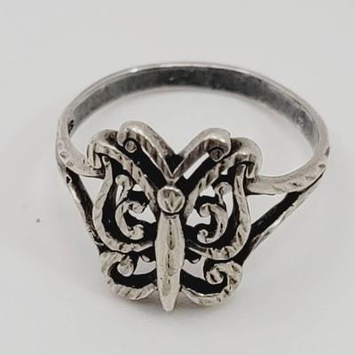 Sterling 925 Butterfly Ring Sz 7.5 