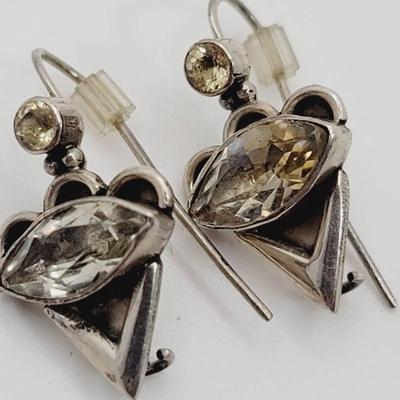 Sterling Multi Gem Earrings 925 Silver 