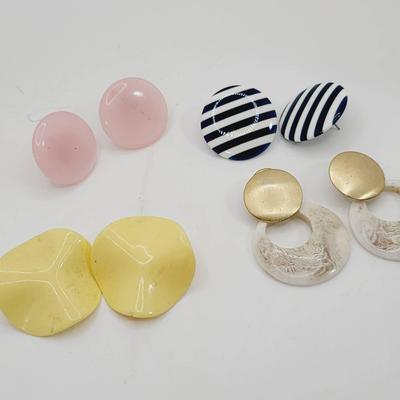 4pc Vintage Clip Pierced Earrings 60s-80s