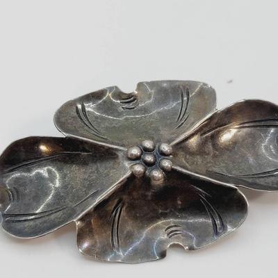 Vintage NYE Sterling Dogwood Flower Brooch Pin
