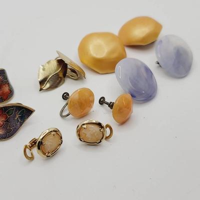 Vintage Clip And Screw Back Earrings Peach Purple