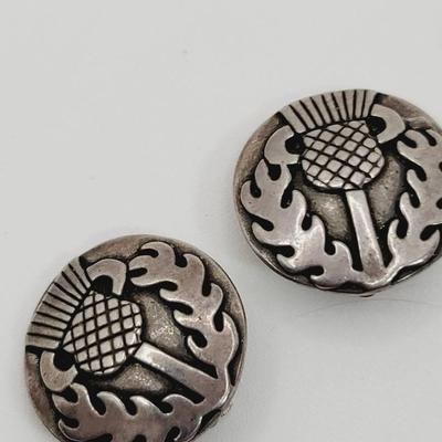 Zephyrus Jewelry Thistle Clip Earrings Scottish 925