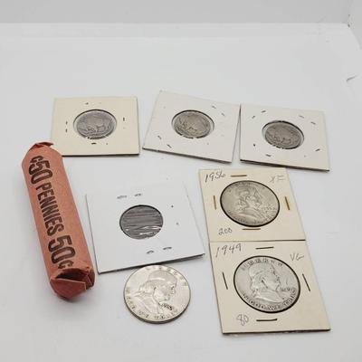 Coin Lot Ben Franklin Half Buffalo Nickel Pennys