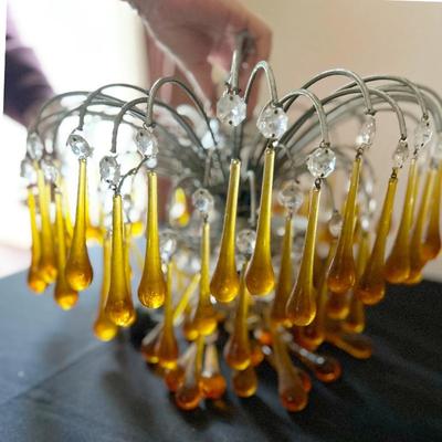 Stunning Vintage Murano Amber Glass Chandelier 