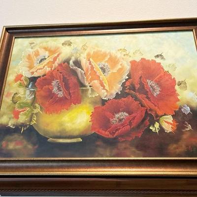 Oversized Oil on Canvas of Poppies 