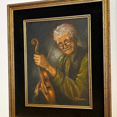 Violin Maker Portrait Oil on Canvas 