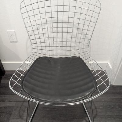 Modern Wire Accent Chair with Black Seat Pad