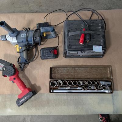 Mixed Power Tool & Socket Set Bundle – Cordless Saw, Drill, Charger + More