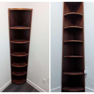 Pair of Tall Wood Corner Bookshelves – 6-Tier Adjustable