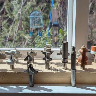 Assorted Router Bits in Custom Woodblock Holder